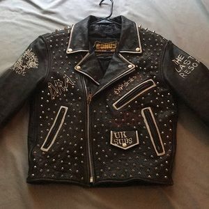 Leather Jacket Studded Punk/Metal Style